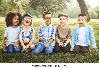Friendship Trendy Playful Leisure Children Kids Concept - Shutterstock ID 444913747