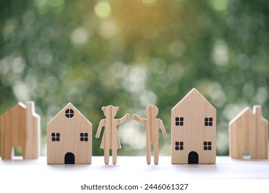 Friendship, Two neighbor friendly greeting on natural green background,Friendly relationship with neighbours concept - Powered by Shutterstock