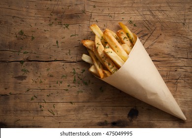 fries french herb still life wood background flat lay rustic snack close up macro - Shutterstock ID 475049995