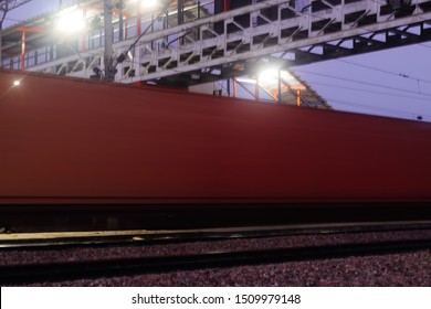 Fright train passing at night