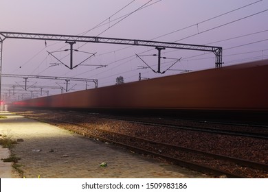 Fright train passing at night