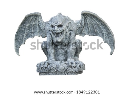A Frightening Classic Stone Winged Gargoyle Figure.
