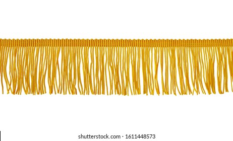The fringe is yellow. Isolated on a white background. Decor, design, decoration, texture.
