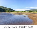 Frisco Colorado Dillon Reservoir lake in fall season for fishing with shallow water surface low tide