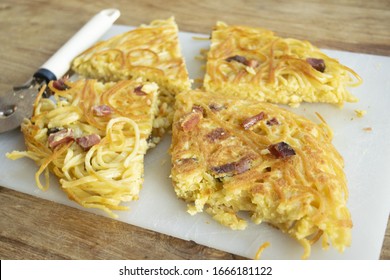 Frittata Of Pasta Made With Spaghetti And Speck