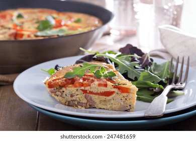 Frittata With Tomatoes, Red Peppers, Mustard And Ham