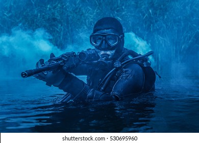 Frogman with weapons