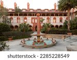 The frogs and turtles fountain on the Flagler College courtyard, located in the 1887 Spanish Renaissance former Ponce de Leon Hotel
