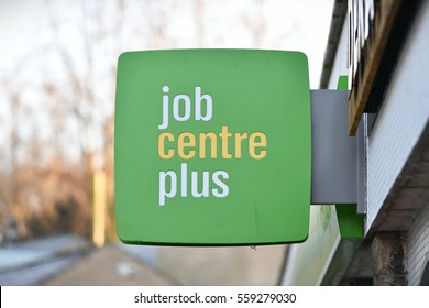 Frome, UK - January 5, 2017: View Of A Jobcentre Plus Sign. Jobcentre Plus Functions As The UK Government's Employment Office Administering Unemployment Benefit And Placing Workers In Vacancies.