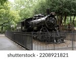 Front angle of the Gainesville Midland train at Freedom Park in Charlotte, NC.