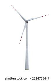 Front and angle view of the wind turbine. Alternative renewable energy generation, green energy concept. realistic windmill with white blades isolated on transparent background
 - Shutterstock ID 2214753447