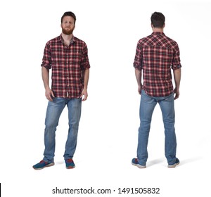 Front and back of a man on white background - Powered by Shutterstock