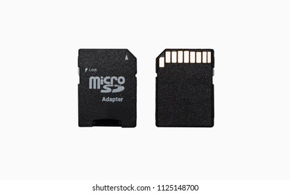 Front and Back  Micro SD Adapter card isolated on white backgrou