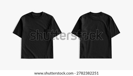 Front and back view of a blank black t-shirt with a chest pocket on a white background