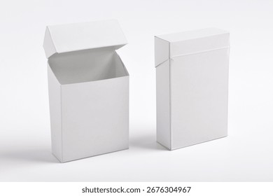 Front and back view of cigarette boxes or packs isolated on a white background. Clipping path. Template for your design.