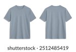 Front and back view of a plain light blue t shirt on white background