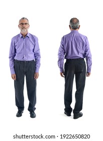 Front And Back View Of Same Man On White Background