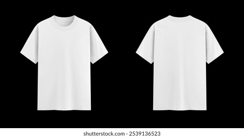 front and back view of a white regular t-shirt with thick collar