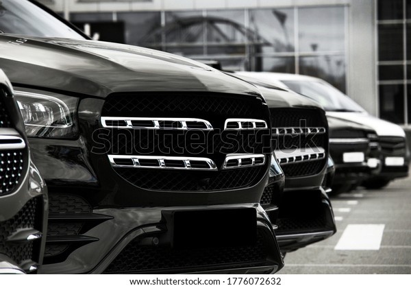 The front of black cars. For advertising.\
Headlights. Car wallpaper.