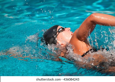 Front Crawl Swimmer From Behind