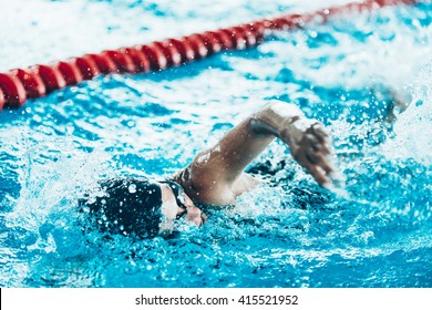 Front Crawl Swimmer In The Pool