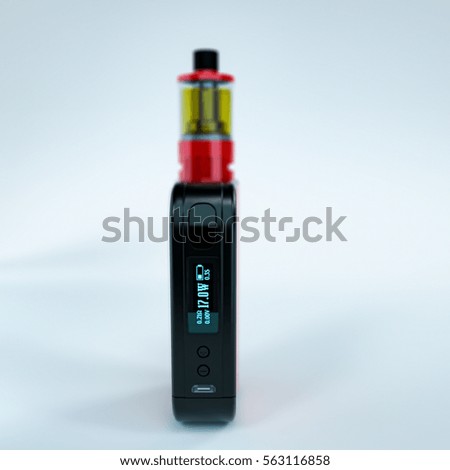 Front display panel of red atomizer showing 17 watts
