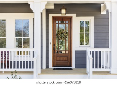 Front door of an arts & crafts house - Shutterstock ID 656375818