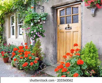 Front Door Of A Beautiful Old English Cottage