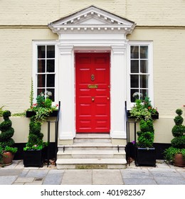 Front Door Of A Beautiful Old English Town House