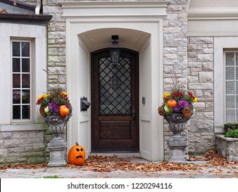 Front Door With Fall Decorations