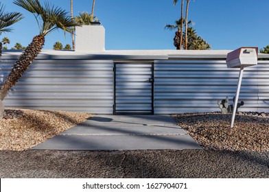 Front Door Of A Mid Century Modern Home That Is Secured