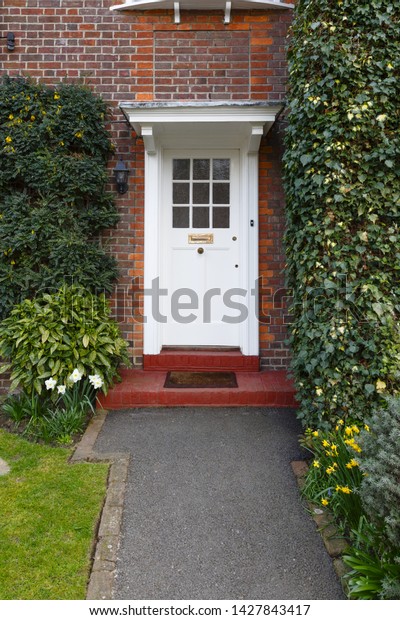 Front Door Path Traditional House Suburb Stock Image