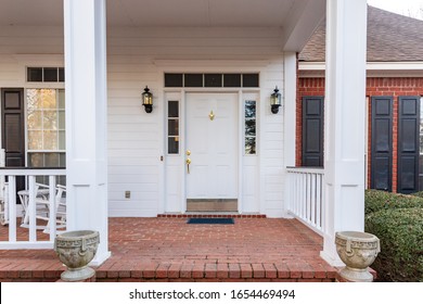 Front Door And Porch Of A Residential Home