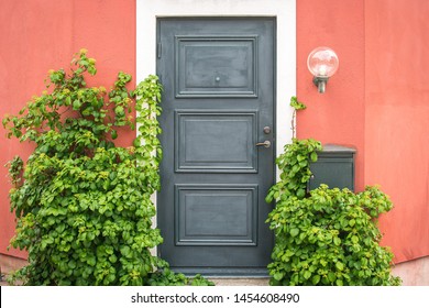 Front Door And Porch Of An Swedish Town House