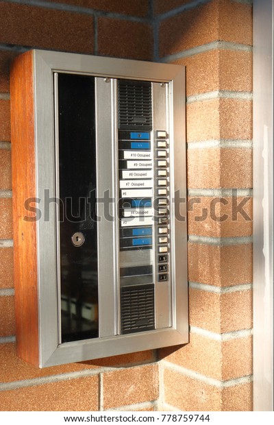 Front Door Small Apartment Intercom Mounted Stock Photo Edit Now