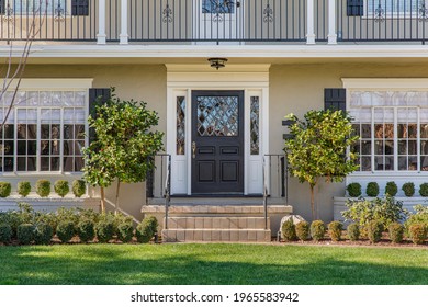 Front door of traditional style home.