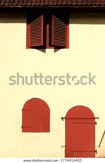 Front Door Two Windows Red Wood Stock Photo 1774414403 | Shutterstock
