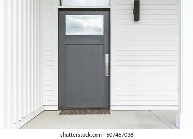 Front Door With White Siding