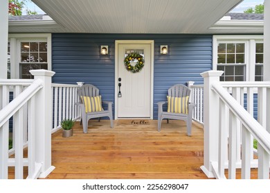 Front Door and Wooden Porch on Home