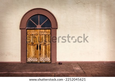 The front door to the Ysleta Mission, on the Mission Trail, in El Paso, Texas.