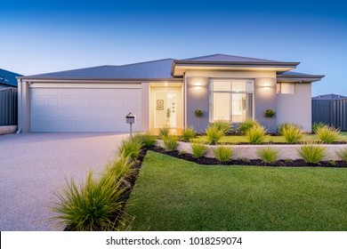Front elevation / facade of a new modern Australian style home. - Shutterstock ID 1018259074