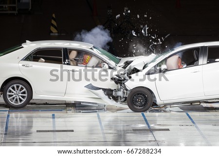 Front End Collision during a Crash Test.