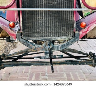 Front End With Hand Crank On Vintage Automobile