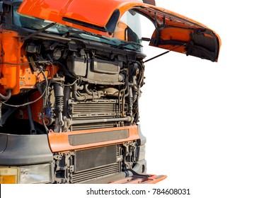 Front Engine A Truck Isolated White Background