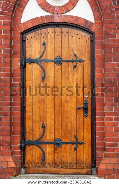 Front Entrance Door Evangelism Lutherans Christies Stock Photo