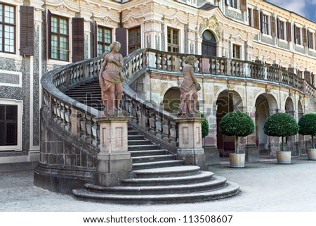 The front entrance to  Favorite Castle was built by Johann Michael Ludwig Rohrer 1710 1730 in Rastat. Germany.