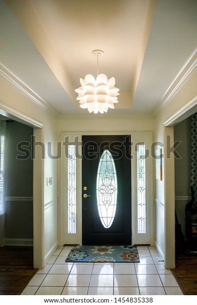 Front Entrance Traditional Home Modern Lighting Stock Photo Edit