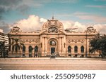 Front facade of the National Museum of Fine Art (Museo Nacional de Bellas Artes or MNBA). It was founded in 1880 and relocated to this palace in 1910 for the centennial of Chilean Independence.