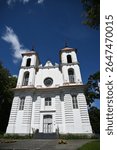 Front facade of St. James the Apostle Church, Punia, Lithuania