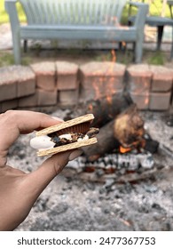 S’mores in front of a fire.